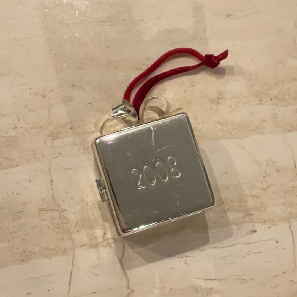 Vintage Ring Box Silver Plated Ornament 2008 Gift Christmas Xmas Trinket Box